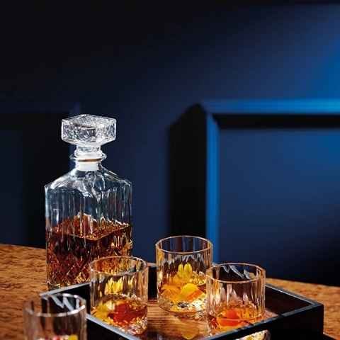 Cut-Glass Whisky Decanter and Tumbler Set in Gift Box (5 Pieces ...