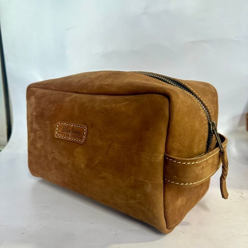 Genuine leather toiletry bag on sale